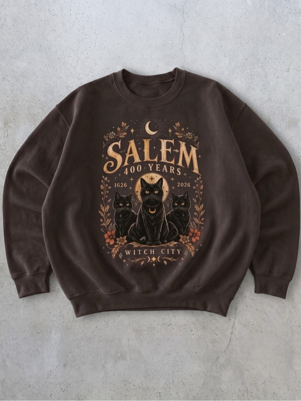 Salem 400 Years Witch City Black Cat
Vintage Crewneck Sweatshirt